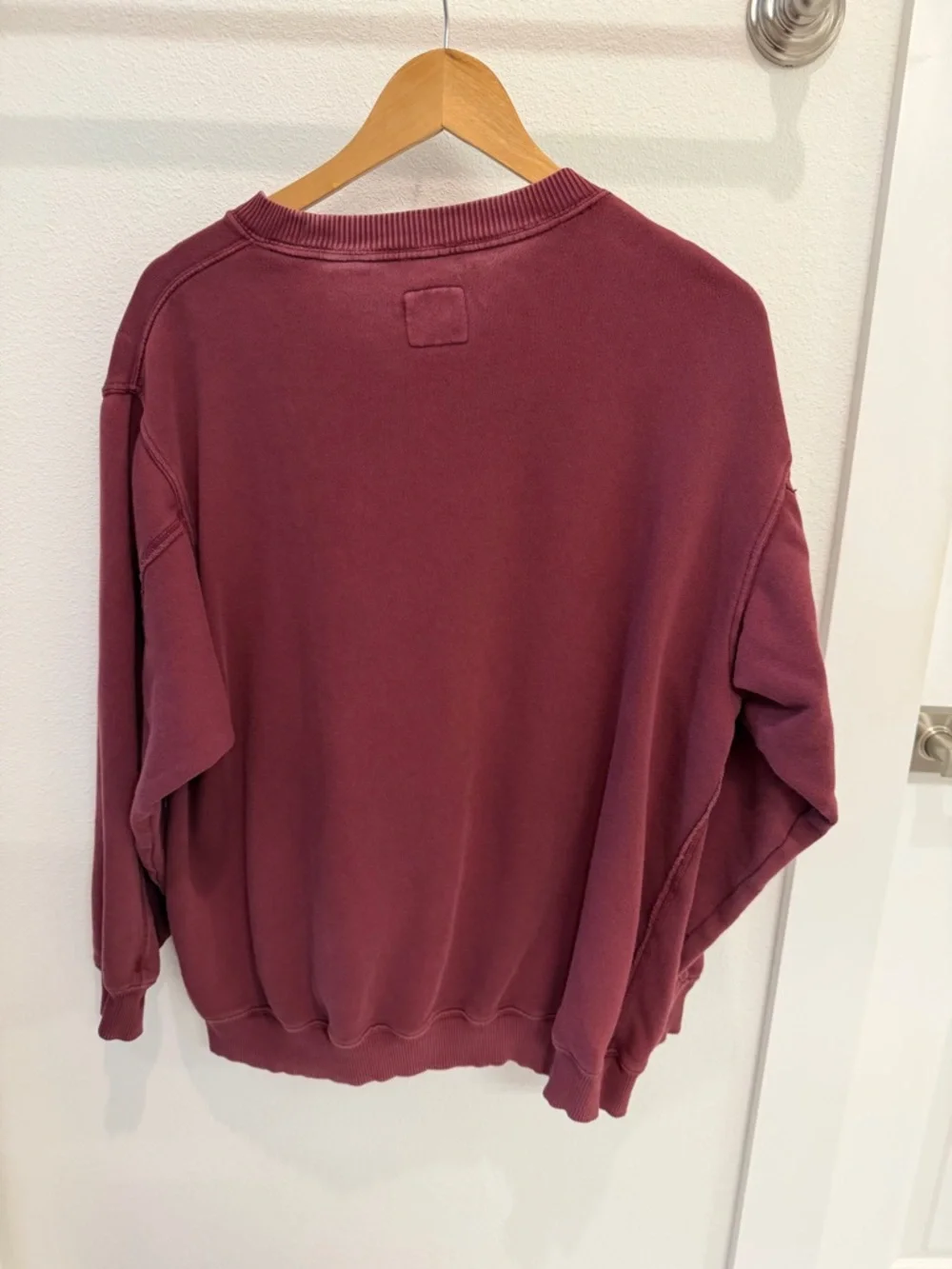 Aerie Relaxed Fit Burgundy Crewneck Sweatshirt - Picture 4 of 11